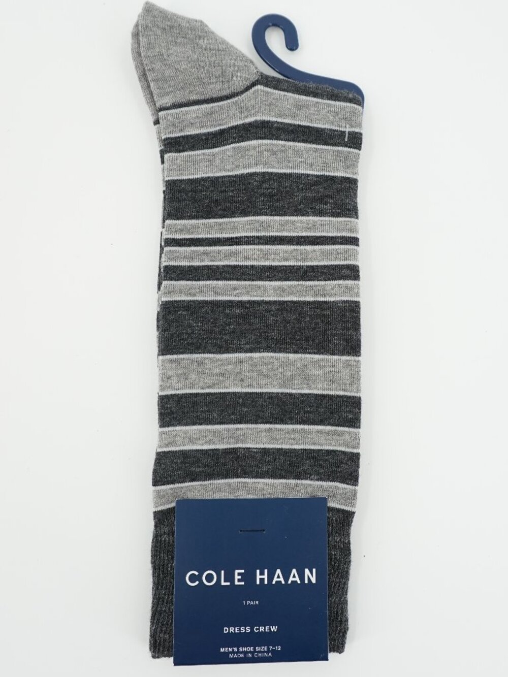 Cole Haan Men’s Gray Striped Dress Crew Socks Comfort Stretch 7-12 NWT